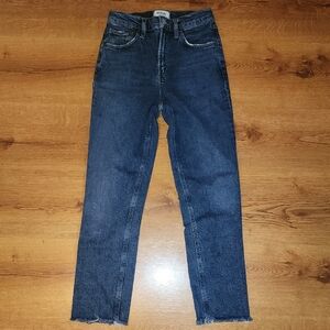 Agolde  Wilder Fringe Bottoms Ankle Cropped  Denim Jeans Size 23.